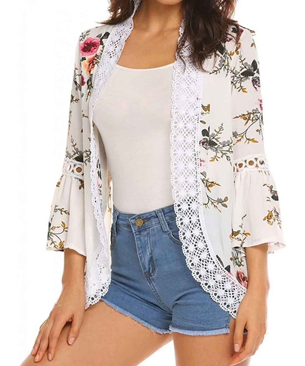 Cover-Ups Women's Cardigan-Sheer Kimono Loose Summer Floral Print Cover Ups - Type 4 - CN18I2TZOIK