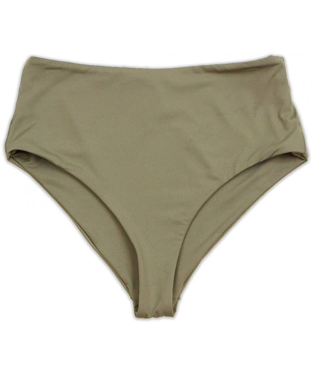 Bottoms Seamless Moderate Coverage High-Waist Bikini Bottom Bathing Swimsuit for Women - Taupe - C518QUSD6SN