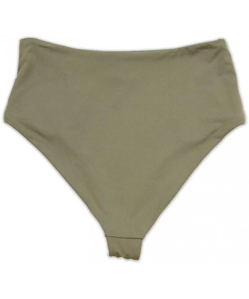 Bottoms Seamless Moderate Coverage High-Waist Bikini Bottom Bathing Swimsuit for Women - Taupe - C518QUSD6SN