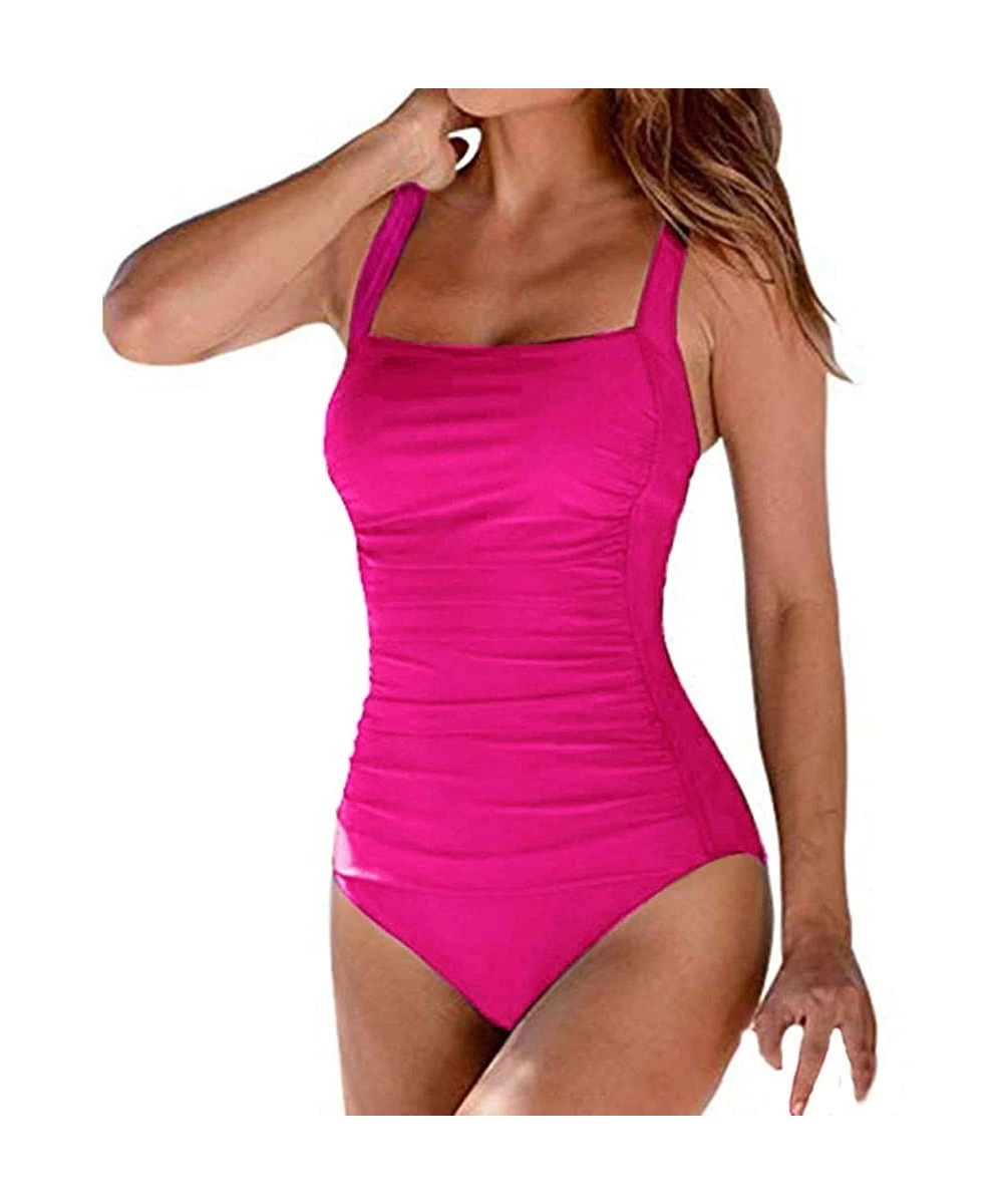 Sets Swimsuits for Women One Piece Swimwear Bandage Playsuits Beachwear Skinny Tummy Control Bathing Suit - Pink - C118TT02MQ7