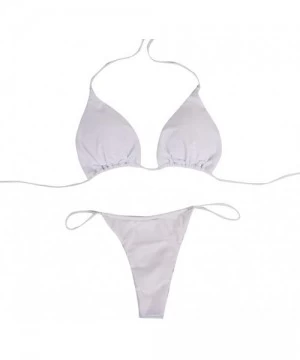 Sets Bandage Bikini Set Sexy Clear Strap Push-Up Thong Brazilian Swimwear Beachwear Strapless Swimsuit - White - C1195R5O8S6