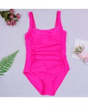 Sets Swimsuits for Women One Piece Swimwear Bandage Playsuits Beachwear Skinny Tummy Control Bathing Suit - Pink - C118TT02MQ7