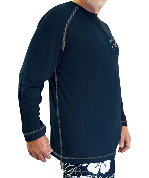 Rash Guards Big & Tall Men's Long Sleeve Raglan Swim Shirt UPF 50+ Loose Fit - Navy - C718QHZYAG7