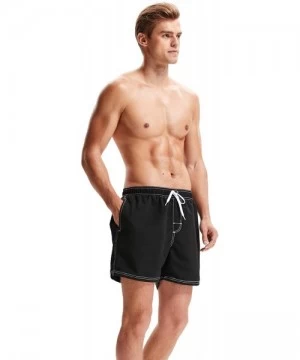 Trunks Men's Quick Dry Swim Trunks Beach Shorts - Black - C918NHUKMI5