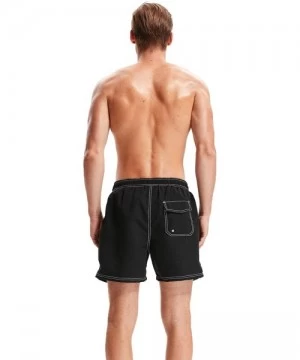 Trunks Men's Quick Dry Swim Trunks Beach Shorts - Black - C918NHUKMI5