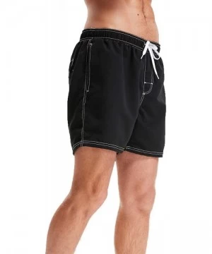 Trunks Men's Quick Dry Swim Trunks Beach Shorts - Black - C918NHUKMI5