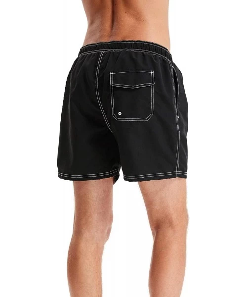 Trunks Men's Quick Dry Swim Trunks Beach Shorts - Black - C918NHUKMI5