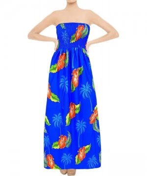 Cover-Ups Women's Plus Size Tube Top Bandeau Midi Club Cocktail Dress Printed A - Blue_j909 - CK12JOFFYVD