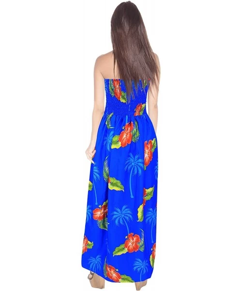 Cover-Ups Women's Plus Size Tube Top Bandeau Midi Club Cocktail Dress Printed A - Blue_j909 - CK12JOFFYVD