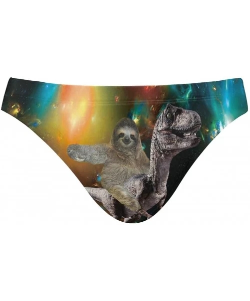 Briefs Mens Swim Briefs Trunk Galaxy Taco Cat Athletic Swimsuit Beach Shorts Board Triangle Bikini Swimwear - Galaxy Sloth Ri...