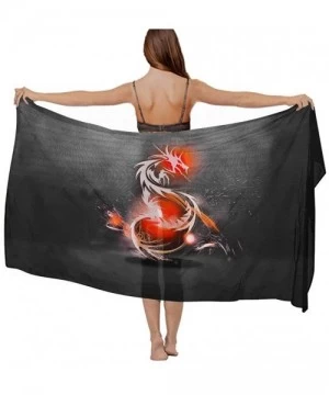 Cover-Ups Women Chiffon Scarf Summer Beach Wrap Skirt Swimwear Bikini Cover-up - Fantasy Dragon Background - CC190HI6II5