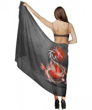 Cover-Ups Women Chiffon Scarf Summer Beach Wrap Skirt Swimwear Bikini Cover-up - Fantasy Dragon Background - CC190HI6II5