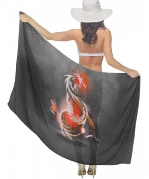 Cover-Ups Women Chiffon Scarf Summer Beach Wrap Skirt Swimwear Bikini Cover-up - Fantasy Dragon Background - CC190HI6II5