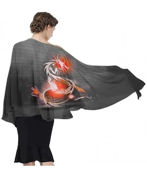 Cover-Ups Women Chiffon Scarf Summer Beach Wrap Skirt Swimwear Bikini Cover-up - Fantasy Dragon Background - CC190HI6II5