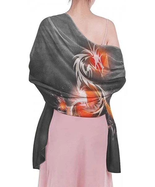 Cover-Ups Women Chiffon Scarf Summer Beach Wrap Skirt Swimwear Bikini Cover-up - Fantasy Dragon Background - CC190HI6II5