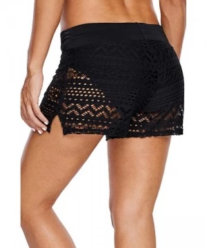 Board Shorts Women's Swimsuit Shorts Side Split Waistband Lace Swim Bottoms Bikini Board Shorts Plus Size S-3XL - Lace Black ...