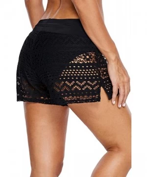 Board Shorts Women's Swimsuit Shorts Side Split Waistband Lace Swim Bottoms Bikini Board Shorts Plus Size S-3XL - Lace Black ...