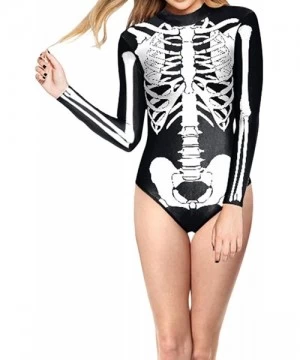 One-Pieces Women Halloween Skull Costume Printing Skeleton Cosplay Jumpsuit Romper - Print 21 - CV18XMOXG4A