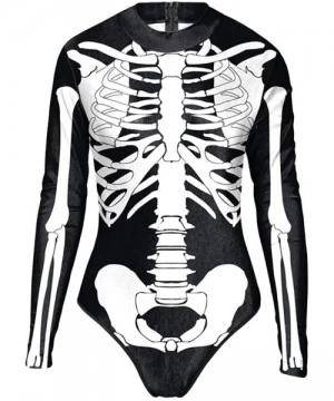 One-Pieces Women Halloween Skull Costume Printing Skeleton Cosplay Jumpsuit Romper - Print 21 - CV18XMOXG4A