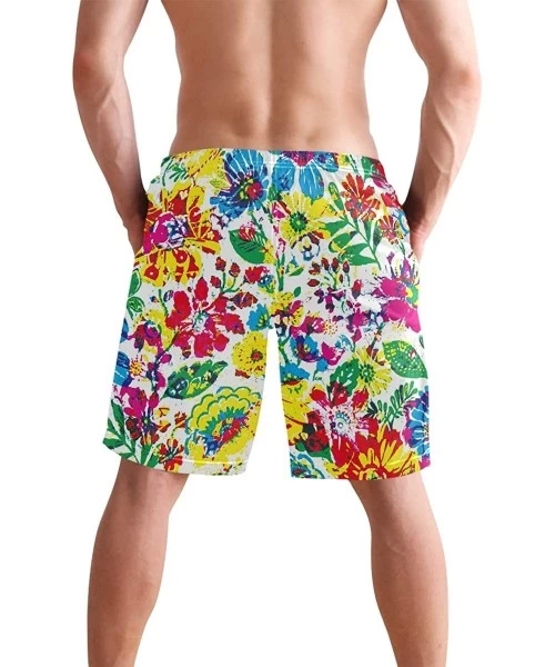 Board Shorts Men's Swim Trunks Butterfly Swan Phoenix Fairy Quick Dry Beach Board Shorts with Pockets - Color Floral Art - C3...