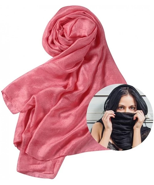 Cover-Ups Womens Scarf Shawl Fashion Lightweight Soft Large Swim Cover up Thin Scarf Head Wrap - 00 Passion Pink - CH18I8CE3I2