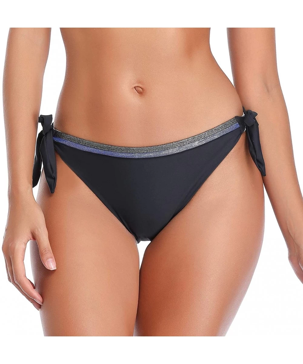 Sets Bikini Swimsuit for Women Sexy Two Piece Side Tie Bathing Buits - Navy Black Bottom - CV196UG2EQL