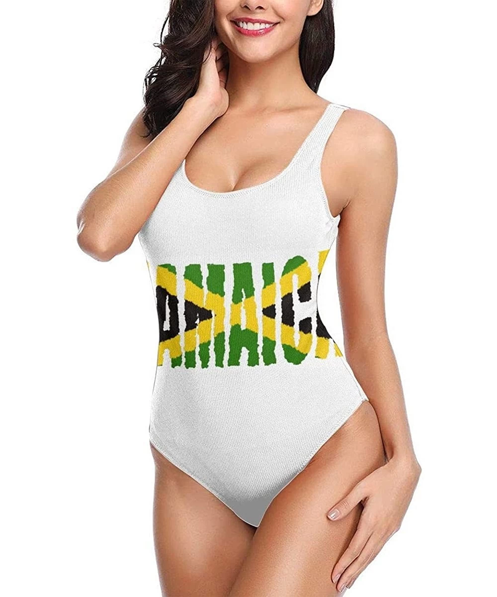 One-Pieces Womens Athletic Training Bikini Jamaican Flag Sexy One Piece Swimsuit Swimwear Bathing Suit Beachwear - White - C4...