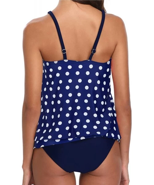 Tankinis Blouson Tankini Swimsuits for Women Modest Bathing Suits Two Piece Loose Fit Swimwear - Polka Dot - CF199MQUGE9