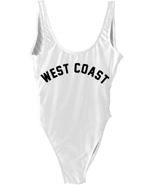 One-Pieces West Coast Swimwear High Waist Monokini Bodysuit Beachwear - White - CS18E5G5DQR