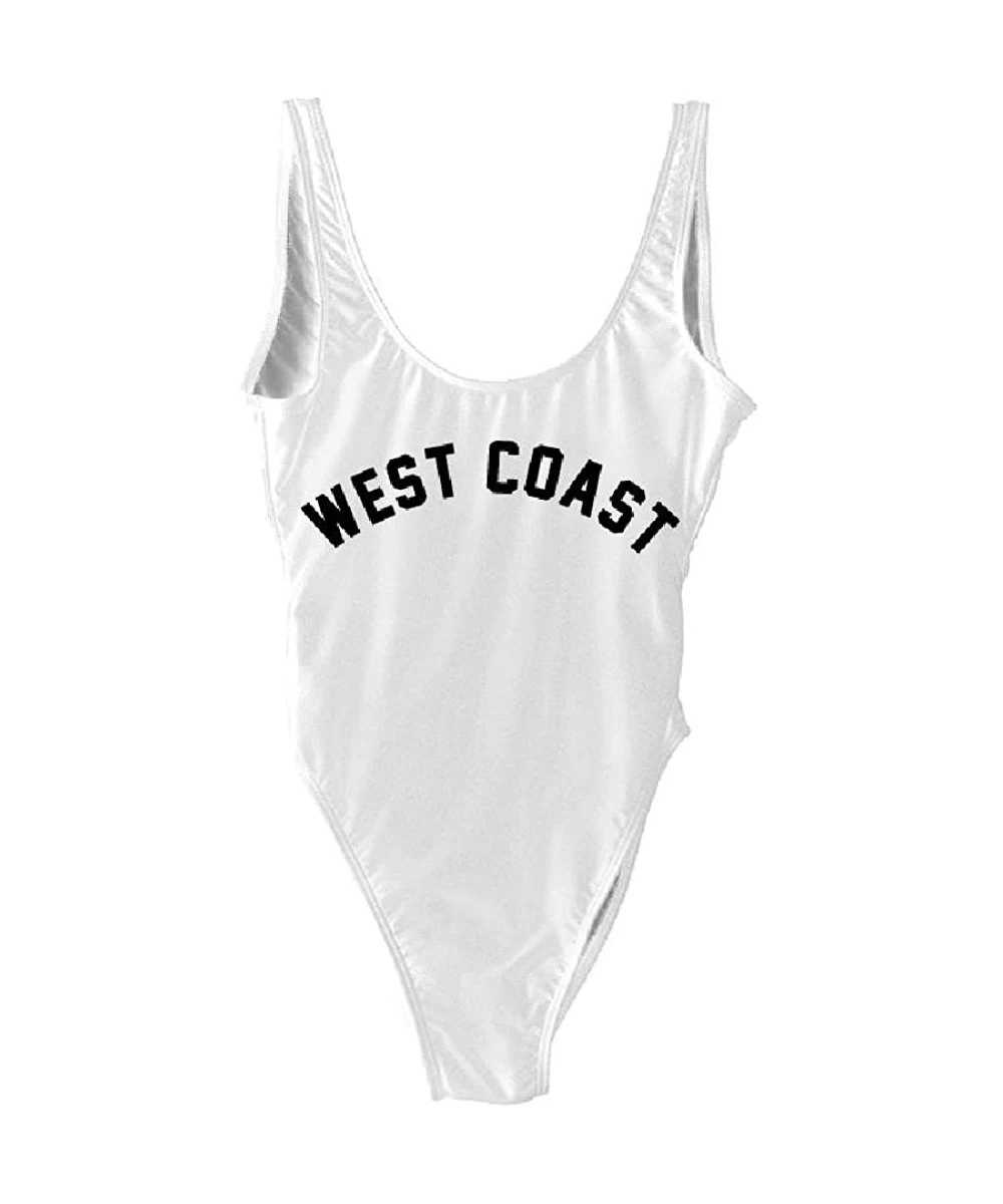 One-Pieces West Coast Swimwear High Waist Monokini Bodysuit Beachwear - White - CS18E5G5DQR