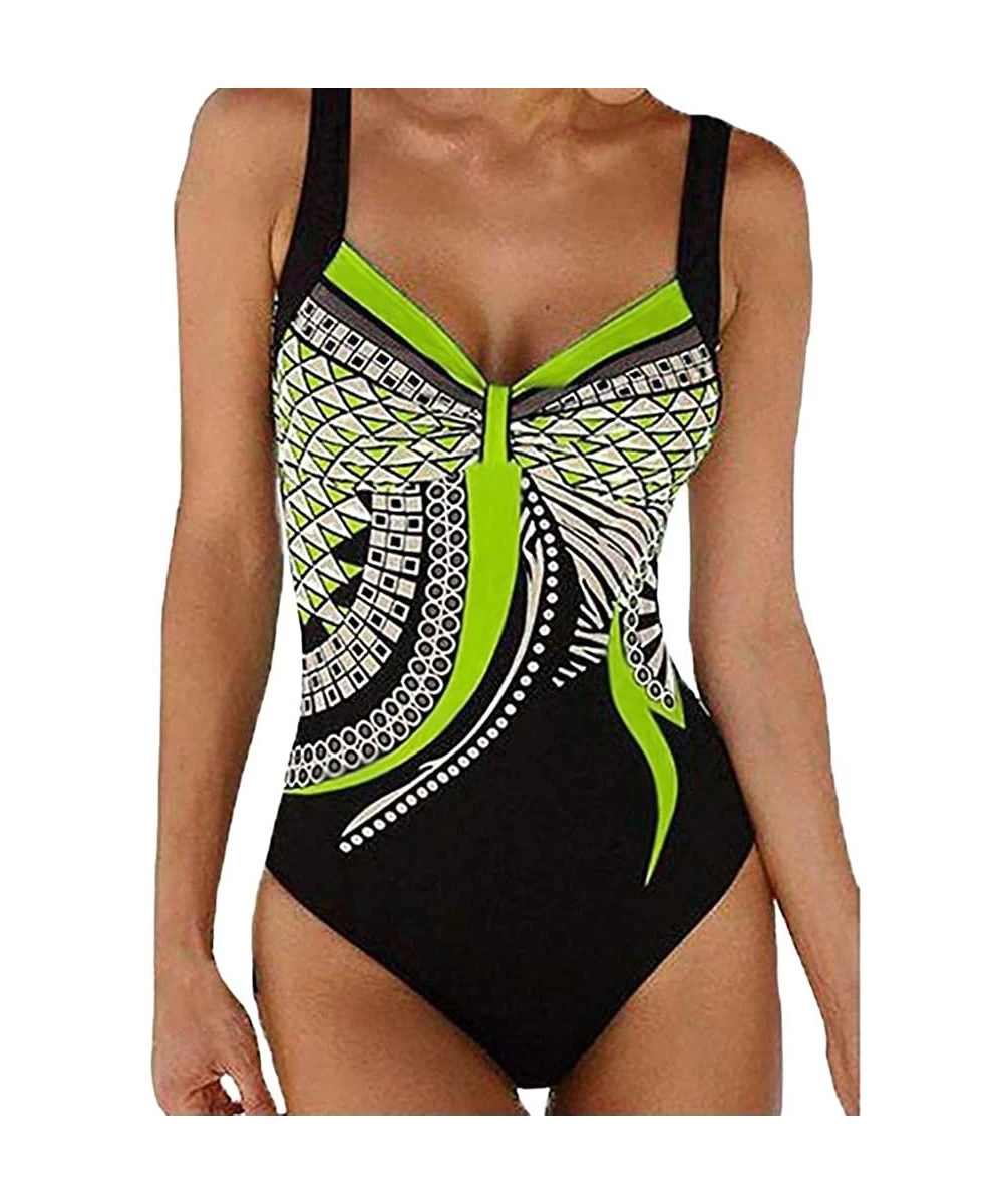 One-Pieces Womens Summer One Piece Retro Print Backless Swimwear Monokini Strappy Tankini Bathing Suit Swimsuit Bikini Set Gr...