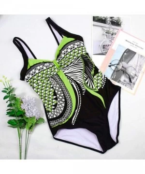 One-Pieces Womens Summer One Piece Retro Print Backless Swimwear Monokini Strappy Tankini Bathing Suit Swimsuit Bikini Set Gr...