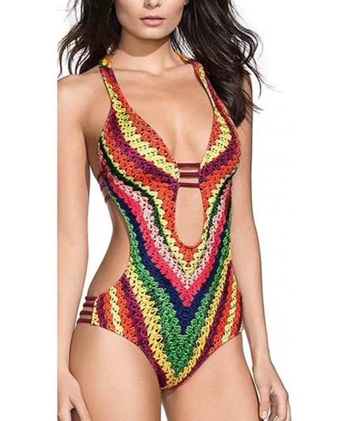 One-Pieces 2019 Hot Style! Yang-Yi Causal Summer Women Bandage One Piece Push Up Padded Bra Swimwear Swimsuit - Multi Color -...