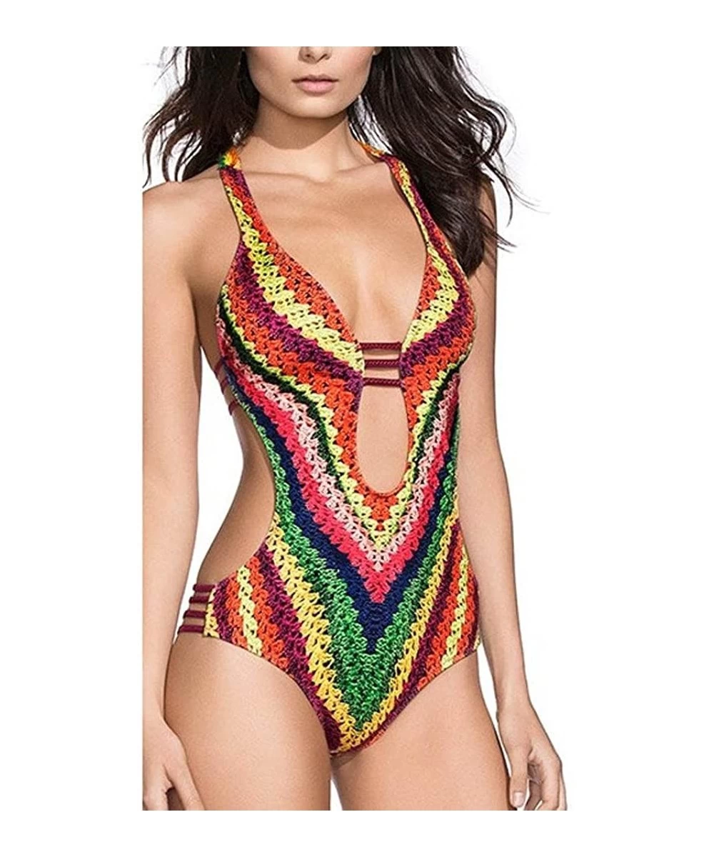 One-Pieces 2019 Hot Style! Yang-Yi Causal Summer Women Bandage One Piece Push Up Padded Bra Swimwear Swimsuit - Multi Color -...