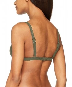 Tops Women's Inka Rib Slide Triangle Bikini Top Swimsuit - Inka Rib Dark Olive - CD187KMMQE3