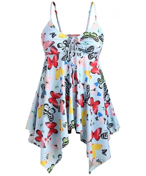 One-Pieces Women Swimsuit Butterfly Print Padded Swim Dress Plus Size Swimwear One Piece Swimsuit Bathing Suit - Multi Color ...