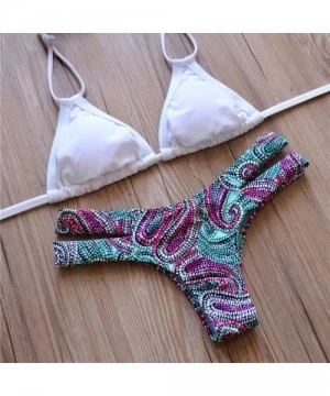 Sets Women's Sexy Halter Strap Triangle Brazilian Thong Bikini Set Swimsuits - 231white - CJ12HEACOO9