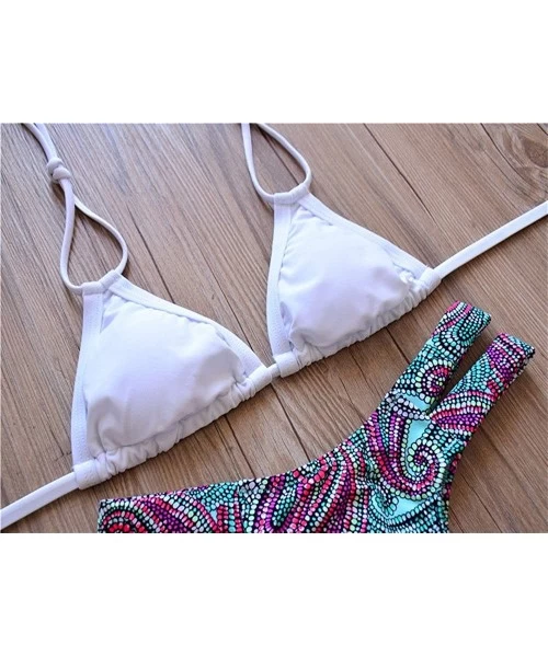 Sets Women's Sexy Halter Strap Triangle Brazilian Thong Bikini Set Swimsuits - 231white - CJ12HEACOO9