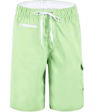 Board Shorts Men's Beachwear Swim Trunks Quick Dry Zipper Pockets with Lining - Green - CN17XHXSDSH