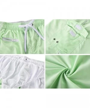 Board Shorts Men's Beachwear Swim Trunks Quick Dry Zipper Pockets with Lining - Green - CN17XHXSDSH