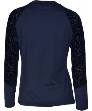 Rash Guards Women Shorewalk Plus Size UPF 50+ Swim Long Sleeve Top Rash Guard - Navy With Velvet Navy - CI1883QZXSW