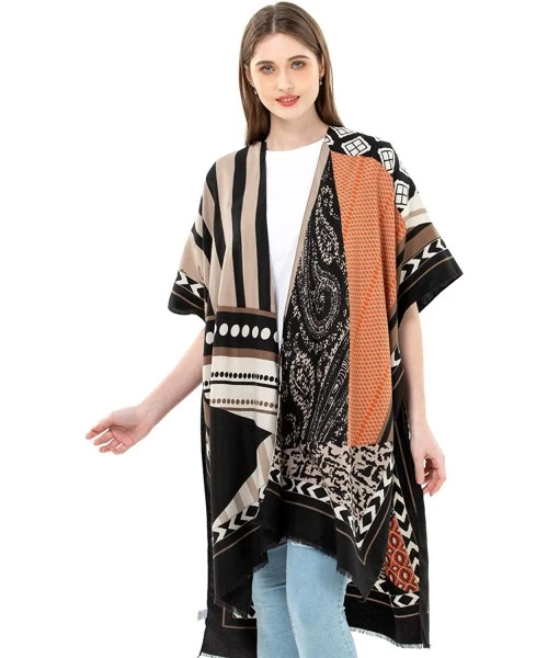 Cover-Ups Kimonos for Women Cotton Poncho Shawl Floral Blouse Cover Up Long Cardigan Swimwear Kaftan Lightweight Sun Protecti...