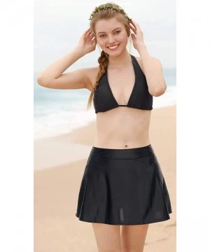 Bottoms Women Swim Skirt Swimsuit Bottom Tankini Bottom Swimdress Built in Brief - Black - Solid - CE18RR5GD4C