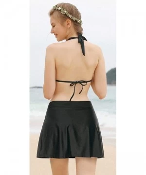 Bottoms Women Swim Skirt Swimsuit Bottom Tankini Bottom Swimdress Built in Brief - Black - Solid - CE18RR5GD4C