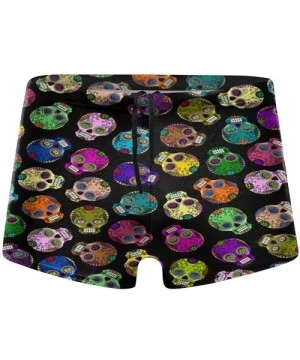 Racing Colorful Sugar Skulls Men's Swim Trunks Quick Dry Swimwear Stretch Surf Swimming Shorts - Black - CL19E7SI693