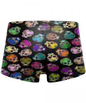 Racing Colorful Sugar Skulls Men's Swim Trunks Quick Dry Swimwear Stretch Surf Swimming Shorts - Black - CL19E7SI693