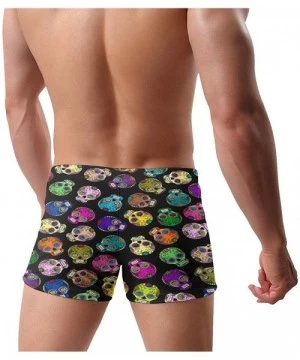 Racing Colorful Sugar Skulls Men's Swim Trunks Quick Dry Swimwear Stretch Surf Swimming Shorts - Black - CL19E7SI693