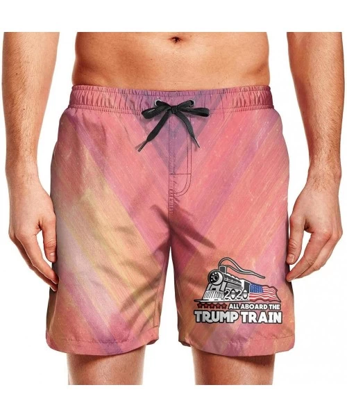 Board Shorts Men's Beachwear Shorts Donald Trump Pissing on CNN Fashion Swimming Trunks - All Aboard The-1 - C5199CL6RYD