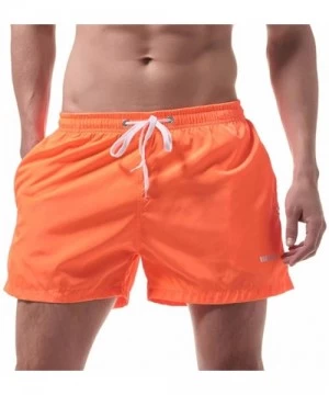 Trunks Men's Trunks Quick Dry Beach Shorts Beach Surfing Running Swimming Swim Shorts - Orange - C8189XR4U5N