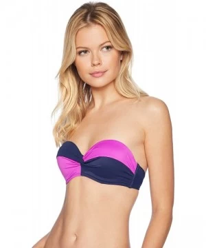 Tops Women's Bandeau Bikini Top - Very Fuchsia/New Navy - CG188CLWD5I